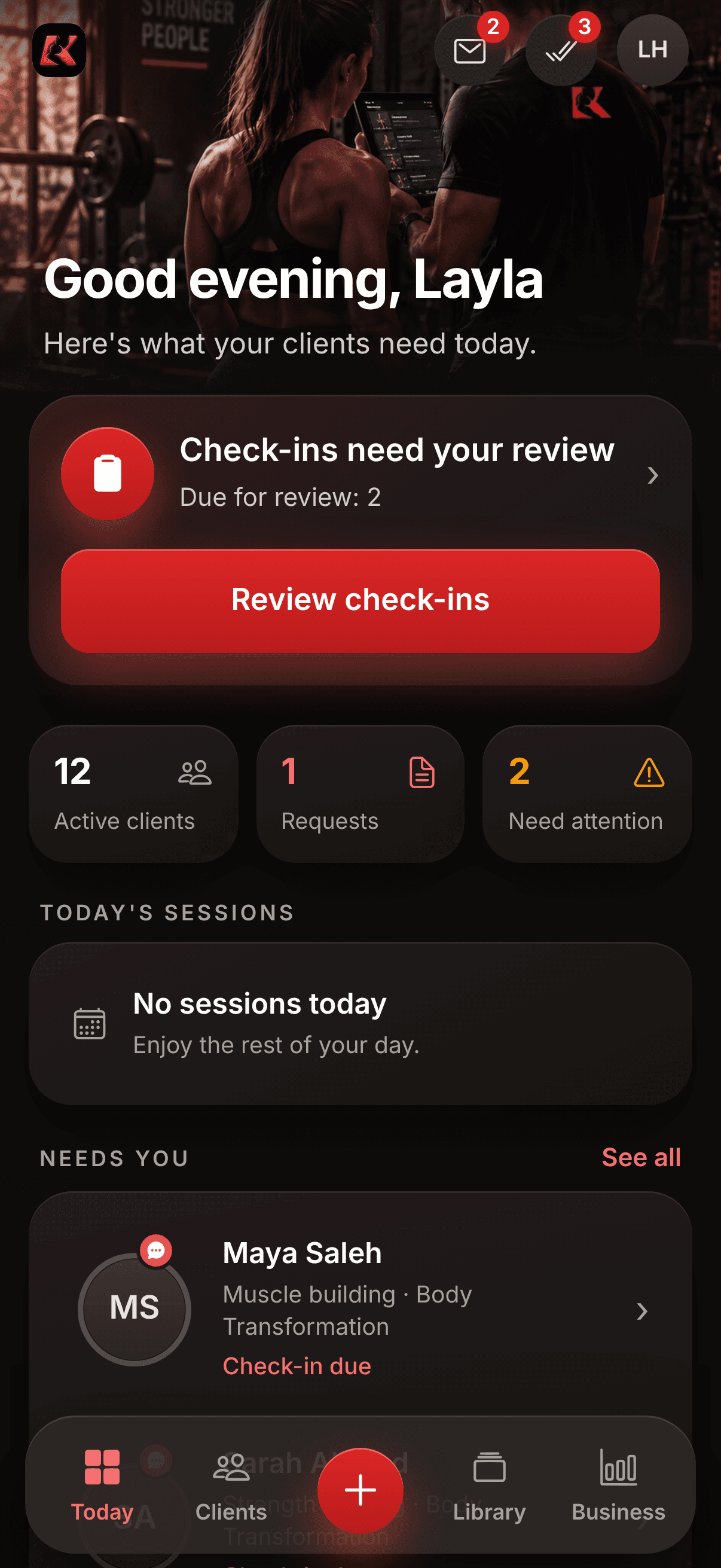 Koapath Coach app — Today screen